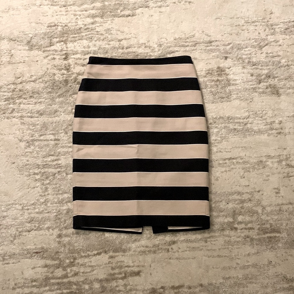 COPY - Loft Stripped Skirt, Navy and Tan